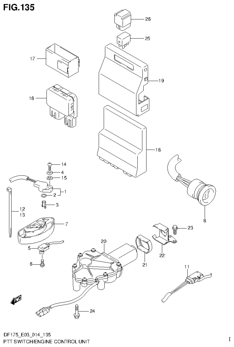 Suzuki DF175ZG PTT SWITCH/ENGINE CONTROL UNIT (DF175ZG E03) parts diagram